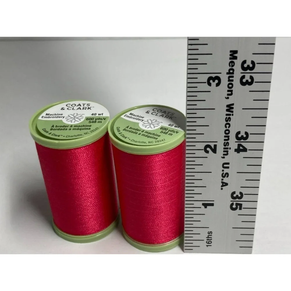 Coats & Clark Thread Pink Machine Embroidery Polyester S965  600 Yds x 2 Spools